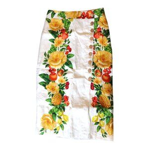 Farm Rio Picnic Flowers Button Midi Skirt, Small NWT